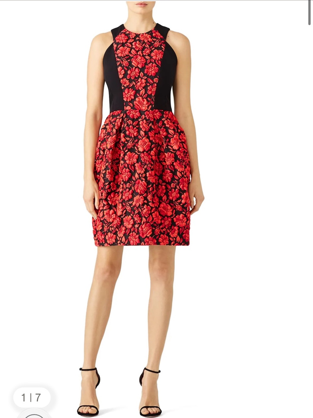 Carmen Marc Valvo Geranium Floral Dress